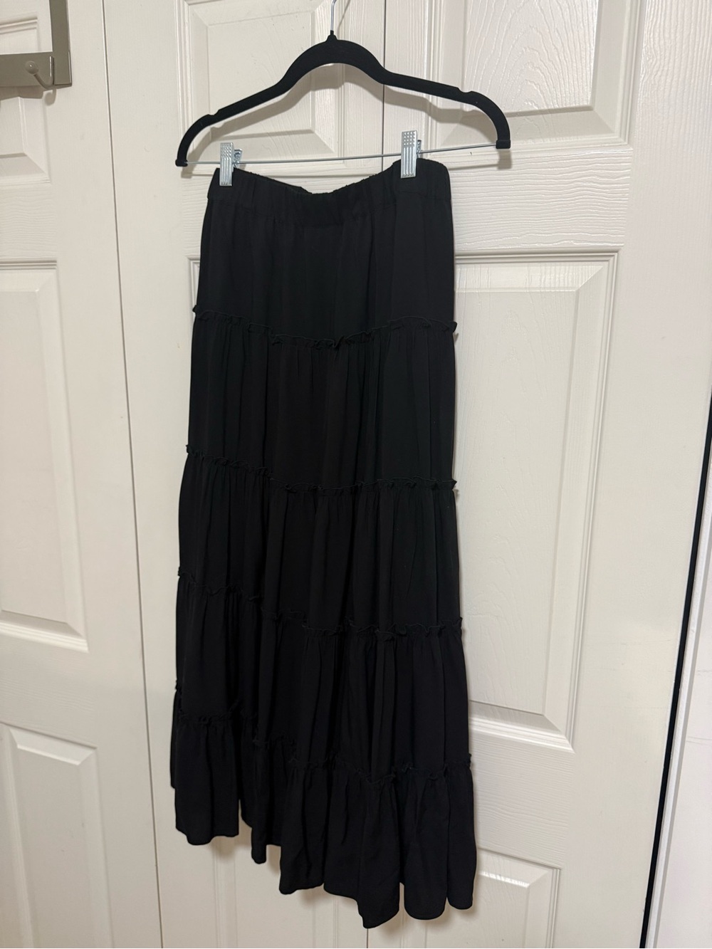 NWOT Oak + Fort Black Tiered Maxi Skirt - Women's Flowy Boho Style